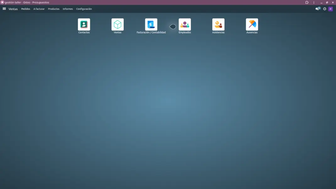 Inicio aplicación gestión taller