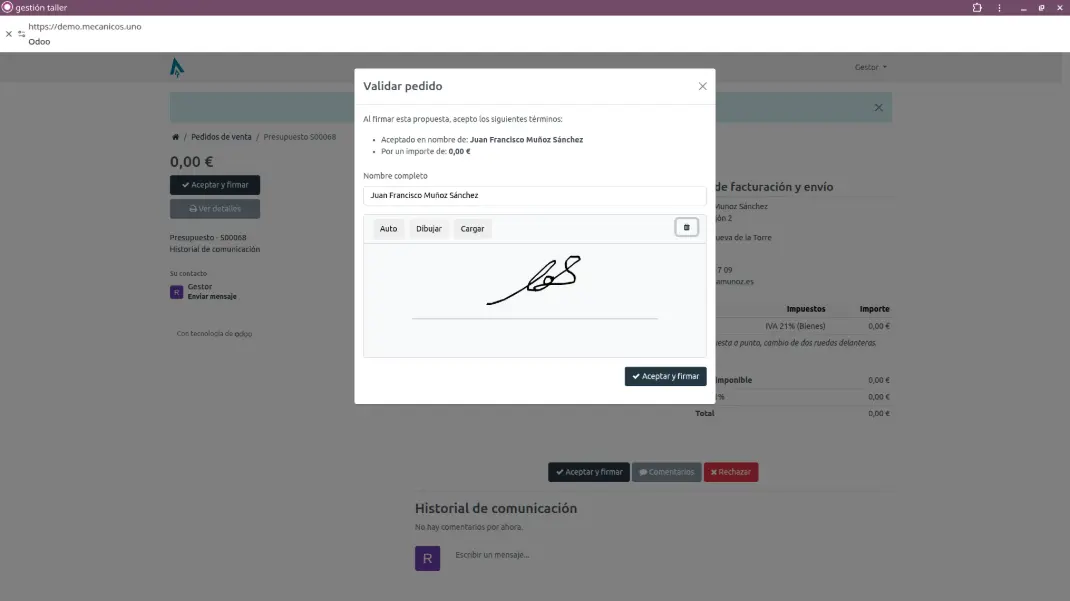 Firma digital del presupuesto